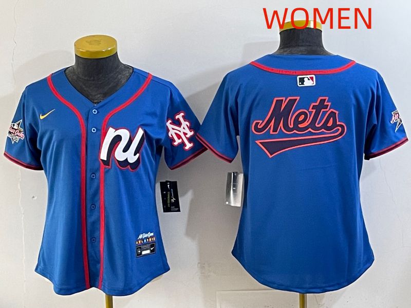 Women 2025 New York Mets Blank Blue All star Nike MLB Jersey style 06->women mlb jersey->Women Jersey